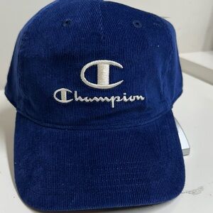 Champion Blue Corduroy Cap with White Embroidered Logo